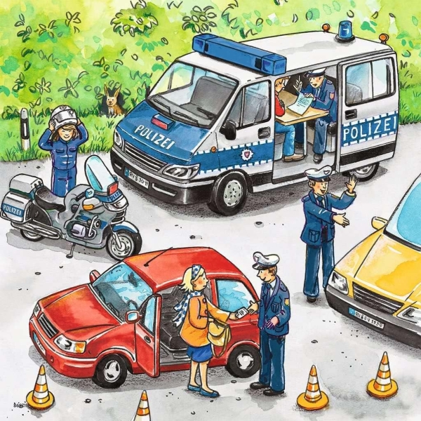 Ravensburger 09221 - Puzzle 3x49 Teile, Polizeieinsatz