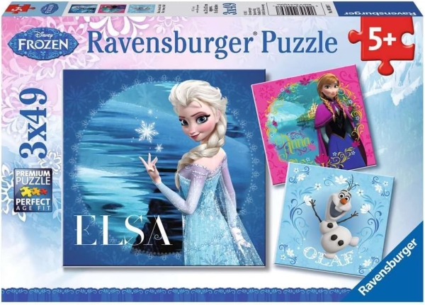 Ravensburger 09269 - Puzzle 3x49 Teile, Disney Frozen Elsa, Anna & Olaf