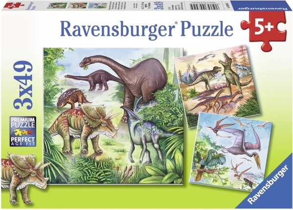 Ravensburger 09304 - Puzzle 3x49 Teile, Faszinierende Dinosaurier