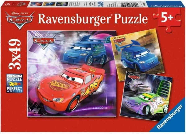 Ravensburger 09305 - Puzzle 3x49 Teile, Disney Pixar Cars - Auf der Rennstrecke