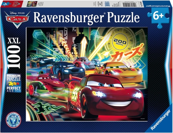 Ravensburger 10520 - Puzzle 100 XXL Teile, Cars Neon