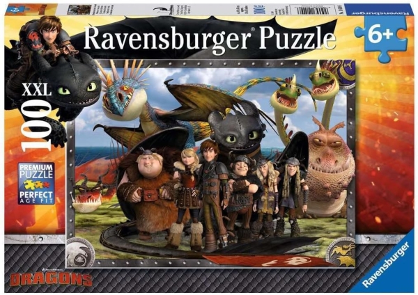 Ravensburger 10549 - Puzzle 100 XXL Teile Drachenreiter Ohnezahn und seine Freunde
