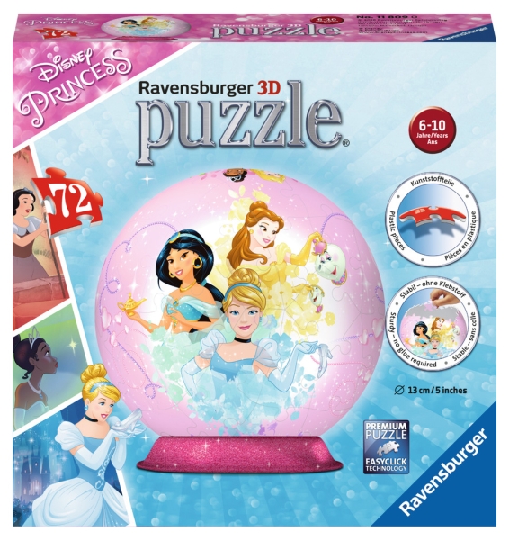 Ravensburger 11809 - Disney Princess 72 Teile Puzzleball, 13 cm
