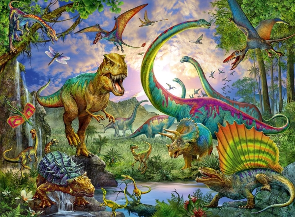 Ravensburger 12718 - Puzzle 200 Teilen XXL, Im Reich der Giganten, Dinosaurier