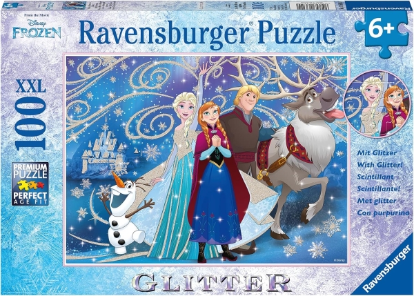 Ravensburger 13610 - Puzzle 100 XXL Teile Glitter Frozen-Glitzernder Schnee