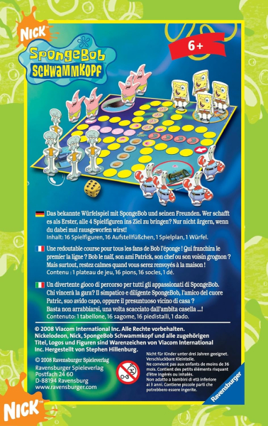 Ravensburger 23273 - SpongeBob Pachisi - Mitbringspiel