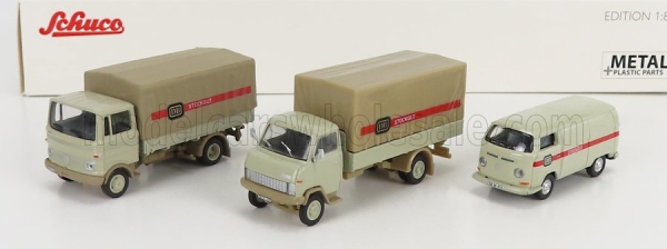 Schuco 452655300 - 1:87 3er Set DB STÜCKGUT VW T2, HANOMAG F55, Mercedes-Benz LP608