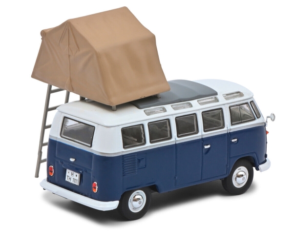 Schuco 450377800 - 1:43 Volkswagen T1b Samba blau/weiß mit Dachzelt