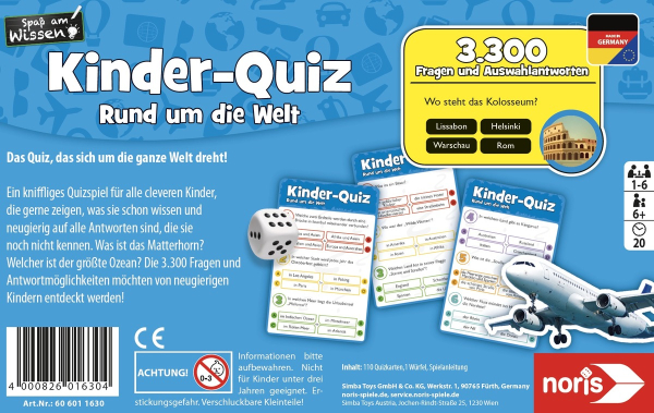NORIS 606011630 - Kinderquiz, Rund um die Welt