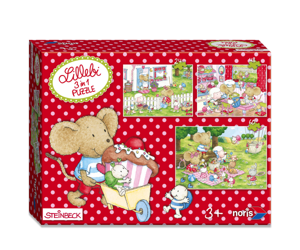 Noris 606038035 - Lillebi 3 in 1 Puzzlespaß ''Kuchen + Picknick''