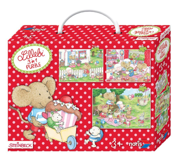 Noris 606038035 - Lillebi 3 in 1 Puzzlespaß ''Kuchen + Picknick''