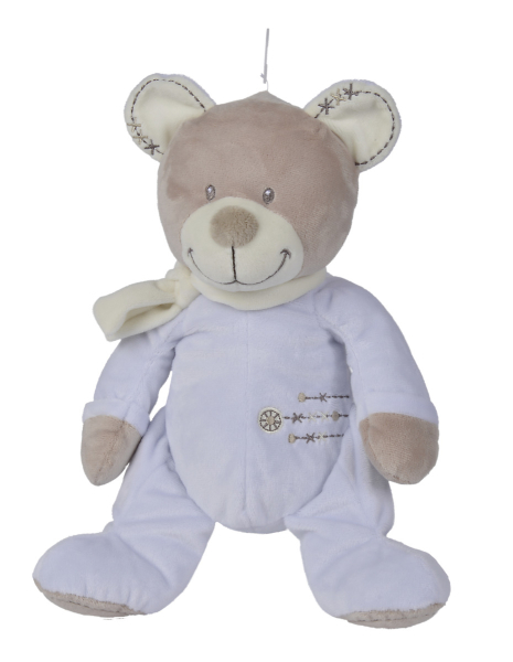 Nicotoy 6305793528 - Baby Kuscheltier Cuddles, Bär blauer Strampler