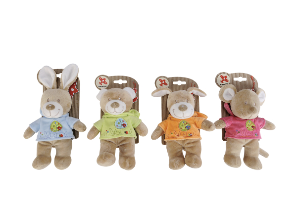 Nicotoy 6305799326 - Baby Kuscheltier "Copains" 4fach sortiert, ca. 20 cm