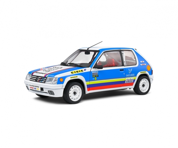 Solido 421184420 - Peugeot 205 1.9L Rally Schwab Collection 1990 weiß-blau