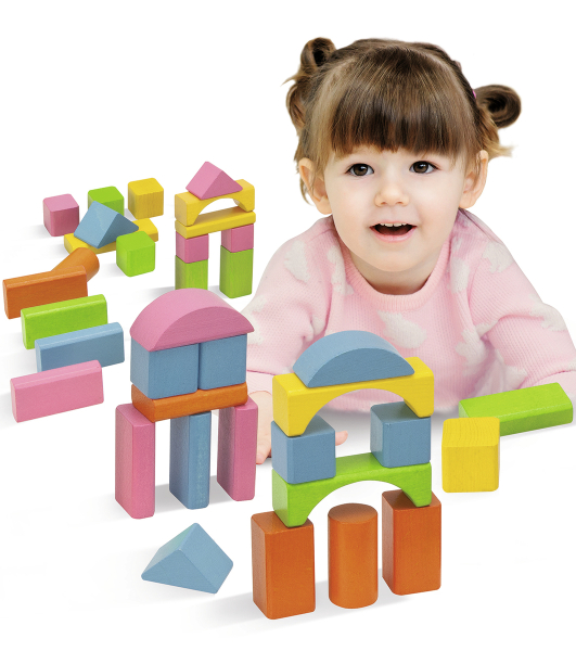 Eichhorn 100088011 - Bunte Holzbausteine