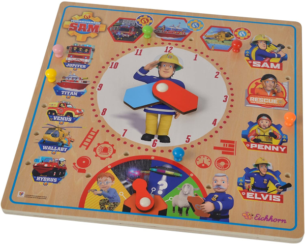 Simba 109255601 - Feuerwehrmann Sam Einsatztafel Lernuhr
