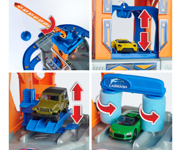 Majorette 212059987 - Motor Lift Center + 5 Cars