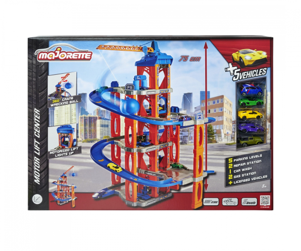 Majorette 212059987 - Motor Lift Center + 5 Cars