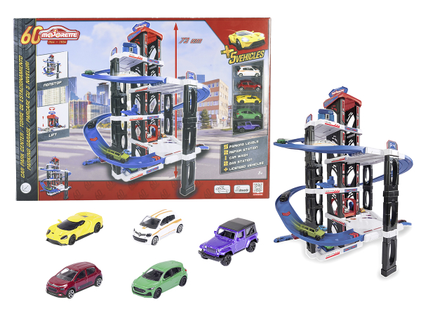 Majorette 212059987 - Motor Lift Center + 5 Cars