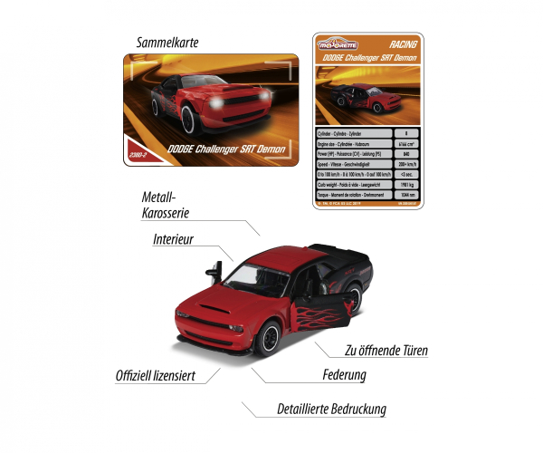 Majorette 212084009Q14 - Racing Dodge Demon + Sammelkarte