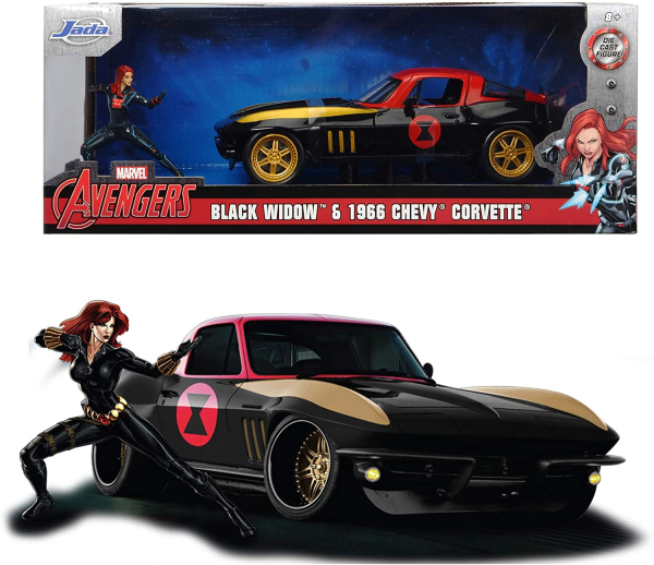 Jada 253225014 - 1:24 Black Widow 1966 Chevy Corvette