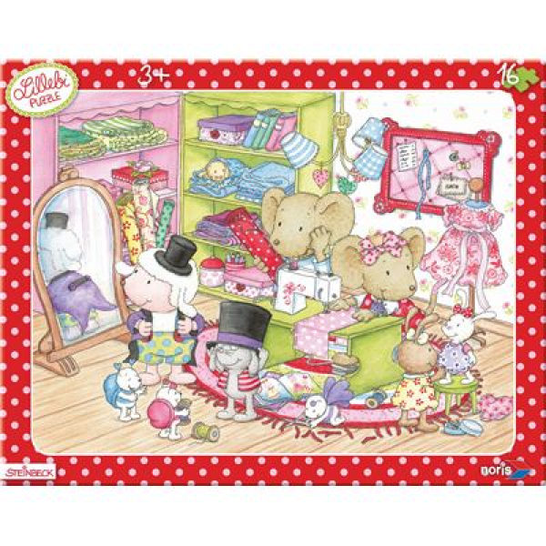 Noris 606038036 - Lillebi Rahmenpuzzle ''Schneiderei'', 16-tlg