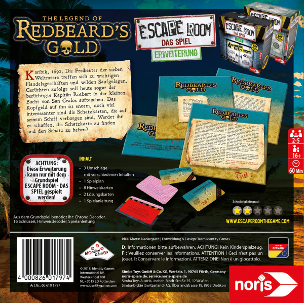 Noris 606101797 - Escape Room The Legend of Redbeard's Gold