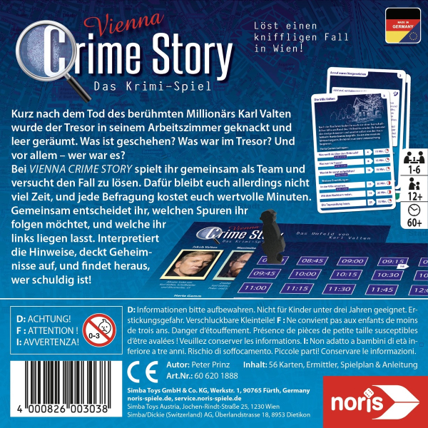 Noris 606201888 - Crime Story Vienna, Das Detektiv-Spiel