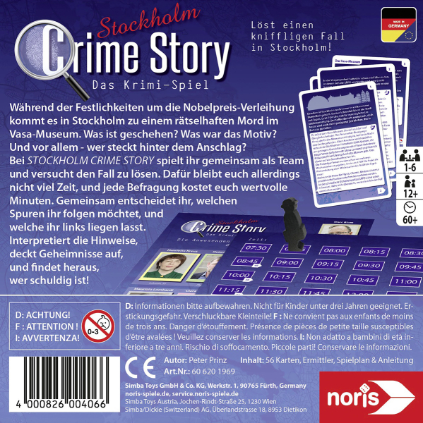 Noris 606201969 - Crime Story Stockholm, Das Krimi-Spiel