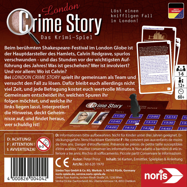 Noris 606201970 - Crime Story London, Das Krimi-Spiel