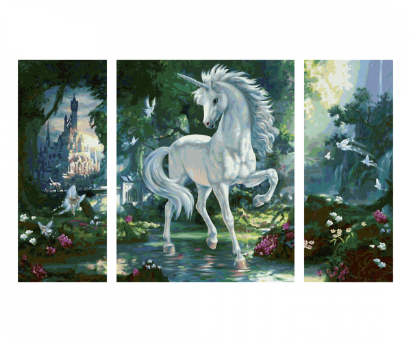 Schipper 609260866 MNZ -  Einhorn im Zauberwald (Triptychon)