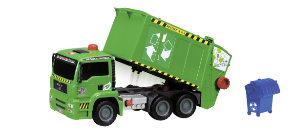 Dickie 203805000 - Air Pump Garbage Truck, Müllabfuhr mit Luftpumpfunktion, ca. 31 cm