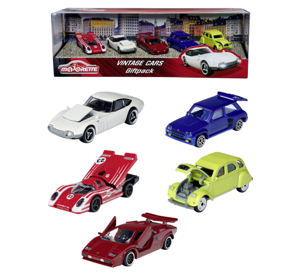 Majorette 212052013 - Vintage 5 Cars Geschenkbox 2-fach sortiert