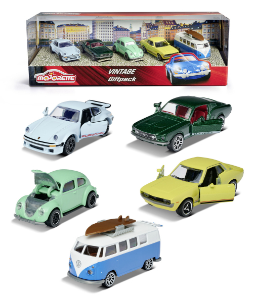 Majorette 212052013 - Vintage 5 Cars Geschenkbox 2-fach sortiert