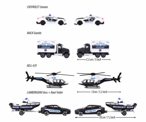 Majorette 212053188 - Police Force 4 Pieces Giftpack
