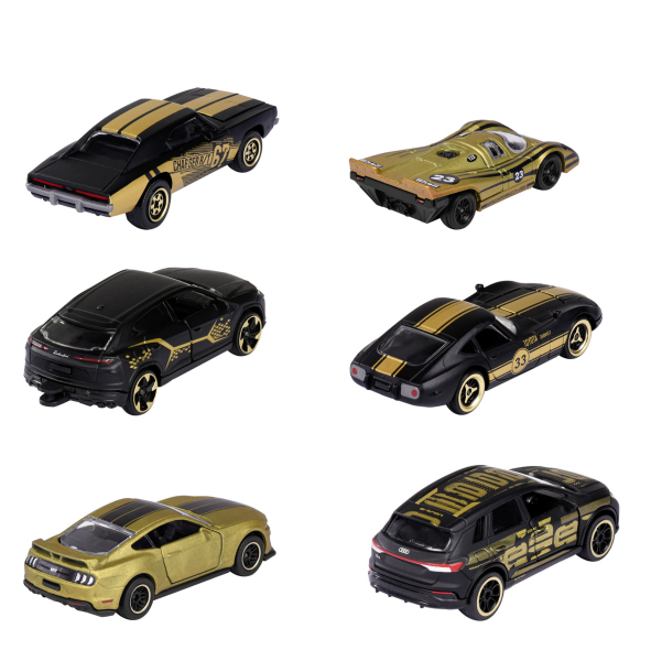 Majorette 212054030 - Limited Edition 9 matt schwarz/gold Edition, 6-fach sortiert