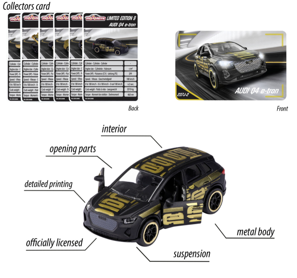 Majorette 212054030 - Limited Edition 9 matt schwarz/gold Edition, 6-fach sortiert