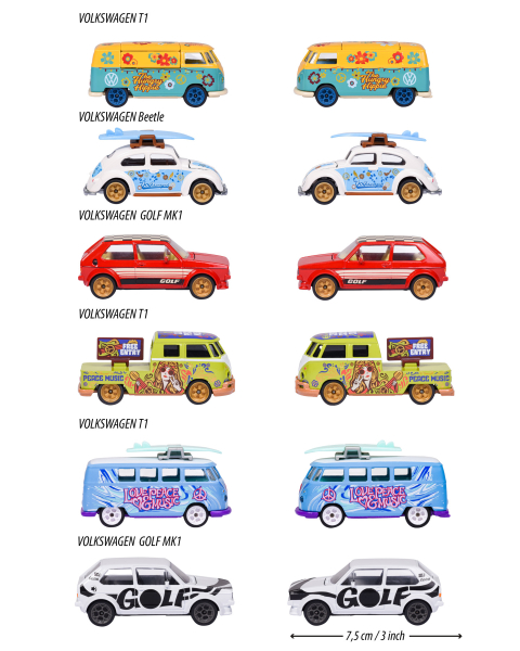Majorette 212055005 - VW The Originals Deluxe Cars, 6-fach sortiert