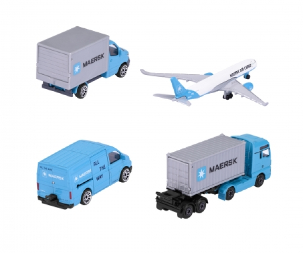 Majorette 212057290 - MAERSK 4er Geschenkset Logistic Sprinter, Air Cargo