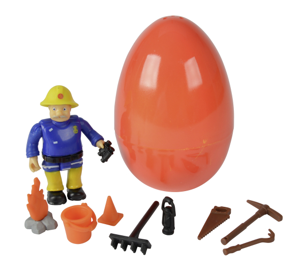 Simba 109251027 - Feuerwehrmann Sam Einzelfigur im Ei mit Zubehör II, 6-fach sortiert