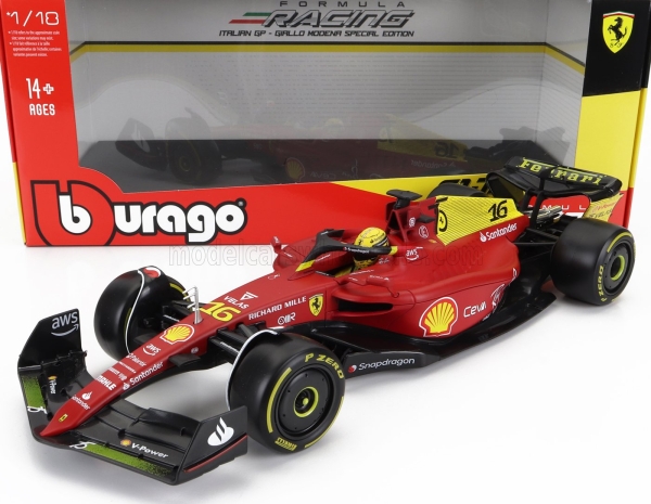 Bburago BU16811LE-MONZA - 1:18 Ferrari F1-75 Scuderia Ferrari #16 2nd MONZA GP ITALY 2022