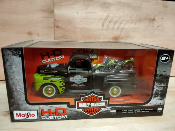Maisto 32171 - 1:24 Ford F-1 PickUp 1948 + Harley Davidson Fl Panhead 1948